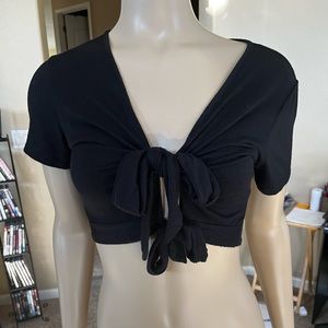 BOOHOO Black Tie Crop Top